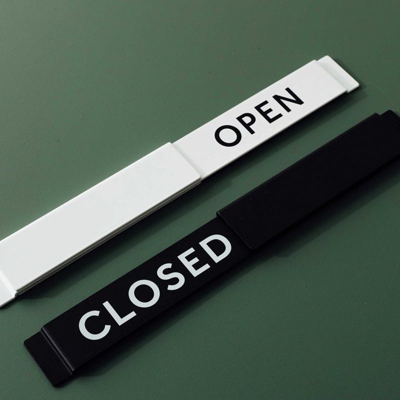 Open Closed Sign Shop Signage Slide the panel Hanging Aluminum Metal board Simple Double Sided Customize advertising boards