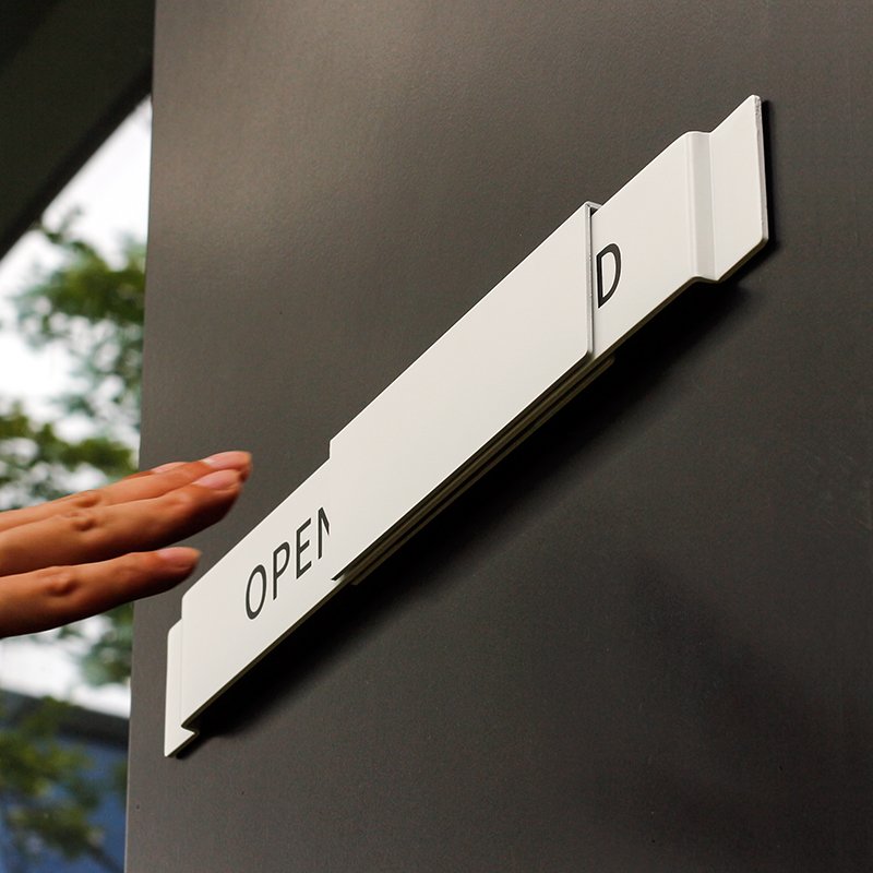 Open Closed Sign Shop Signage Slide the panel Hanging Aluminum Metal board Simple Double Sided Customize advertising boards