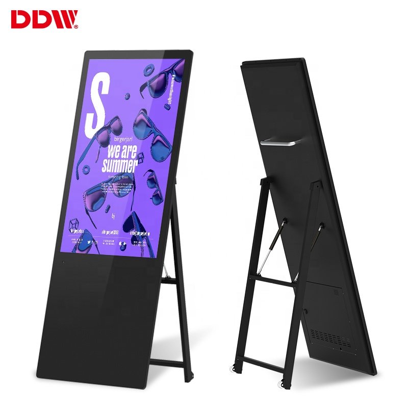 43 49 55inch battery powered in store advertising board display restaurant mobile moveable portable digital signage
