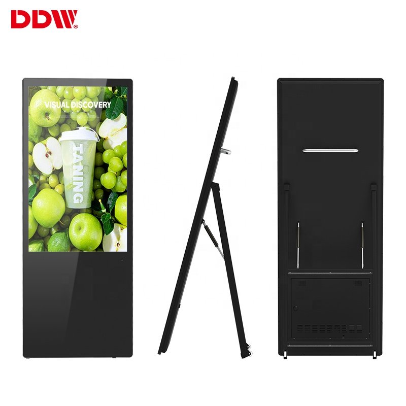 43 49 55inch battery powered in store advertising board display restaurant mobile moveable portable digital signage
