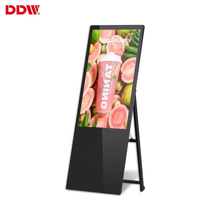 43 49 55inch battery powered in store advertising board display restaurant mobile moveable portable digital signage