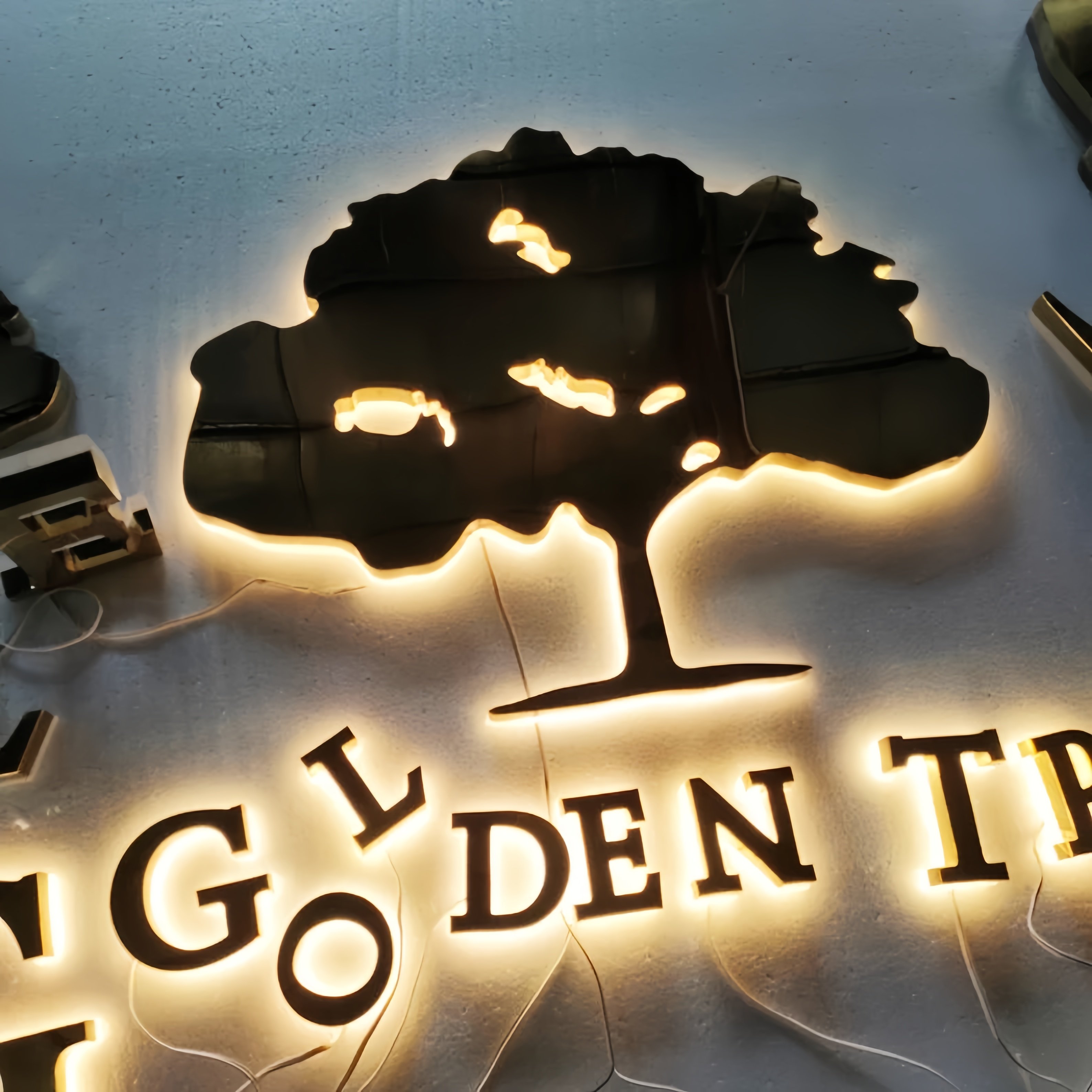 Customized illuminated business name sign channel signage led number lights advertising boards