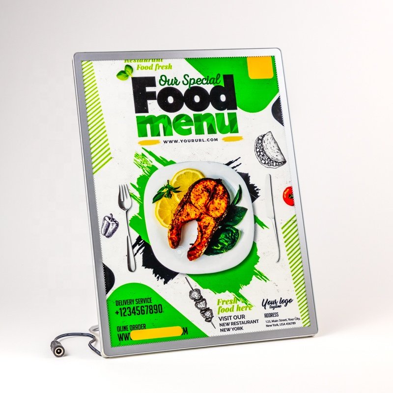 A1 to A4 Slim LED Menu Board 8.3mm Thickness Standing Glass Panel light poster Advertising Display Light light poster