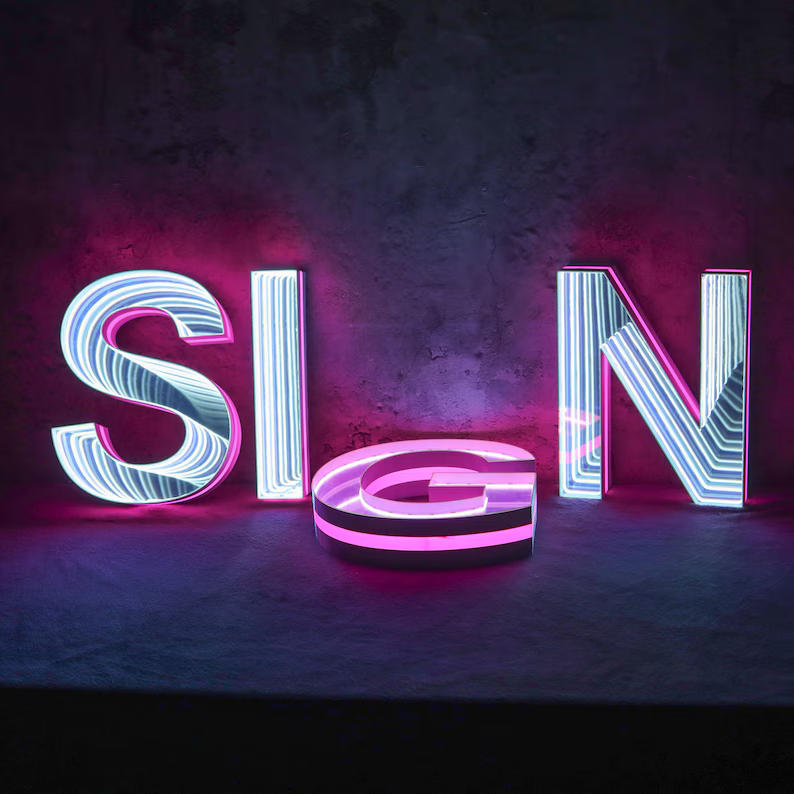 Manufactured 3d Infinity Mirror neon sign Acrylic Letters For 3d Letters Advertising Boards