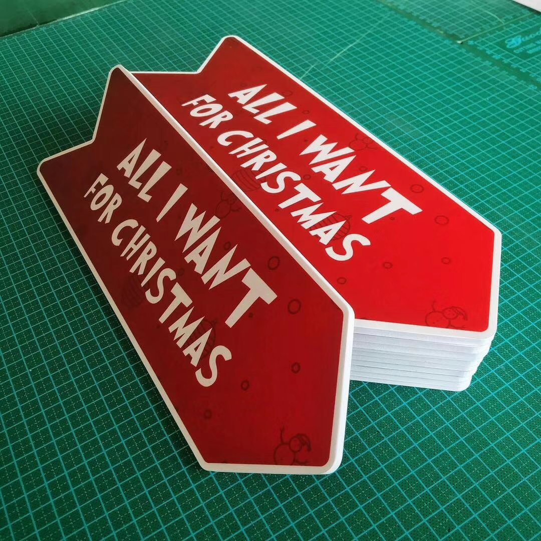 Custom factory outdoor display hanging pvc double side printed board sign poster