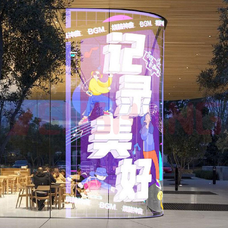 Ultra Light Transparent Led Film Screen Adhesive Flexible Soft PCB Board Curtain Glass Led Display Screen Video Wall