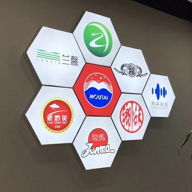 Signboard design for restaurants hexagon shape fabric led advertising panel aluminium sign board Hexagonal SEG light box