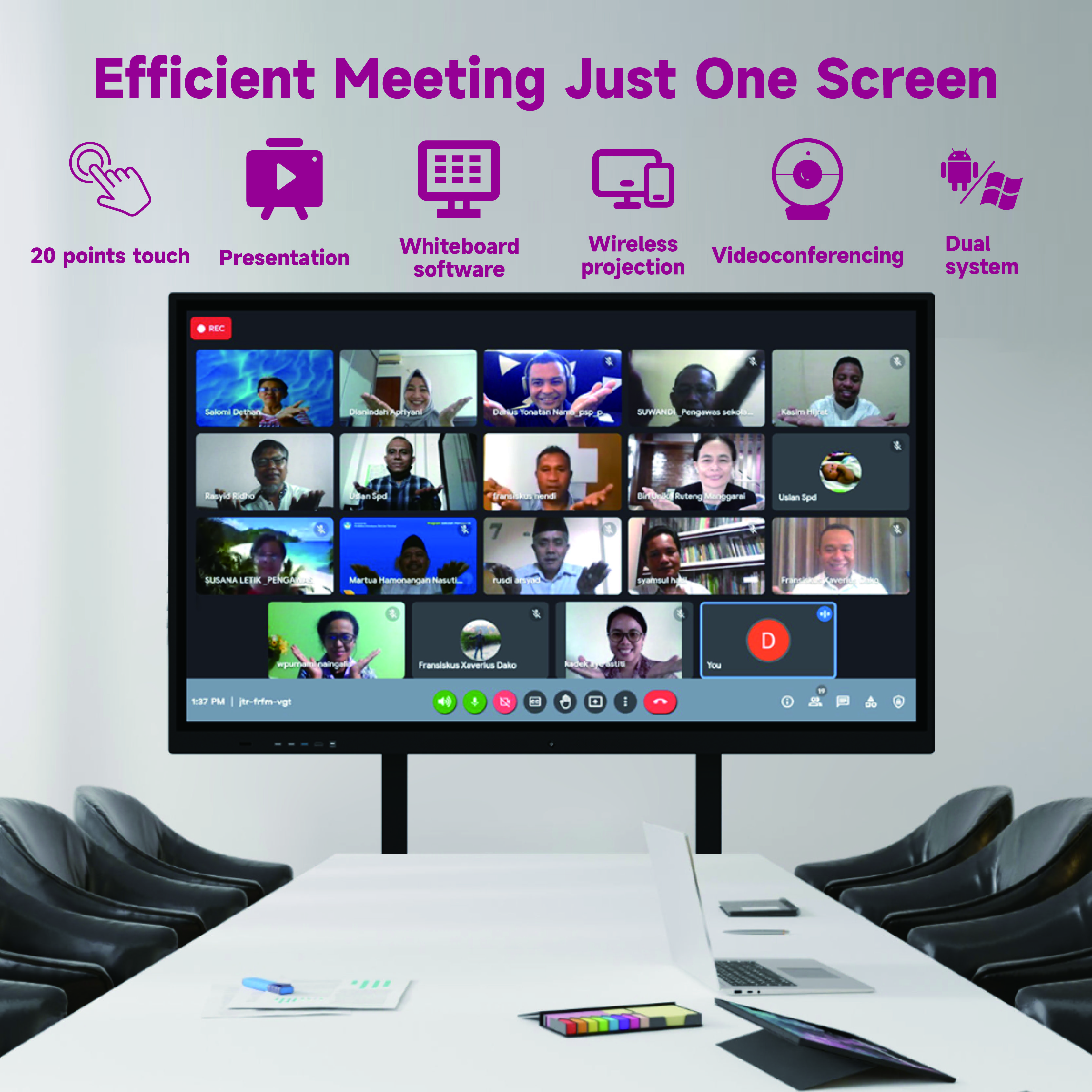 LD Touch Stand Office Display Classroom Electronic Price Screen School Digital Flat Panel Smart White Board Interactive