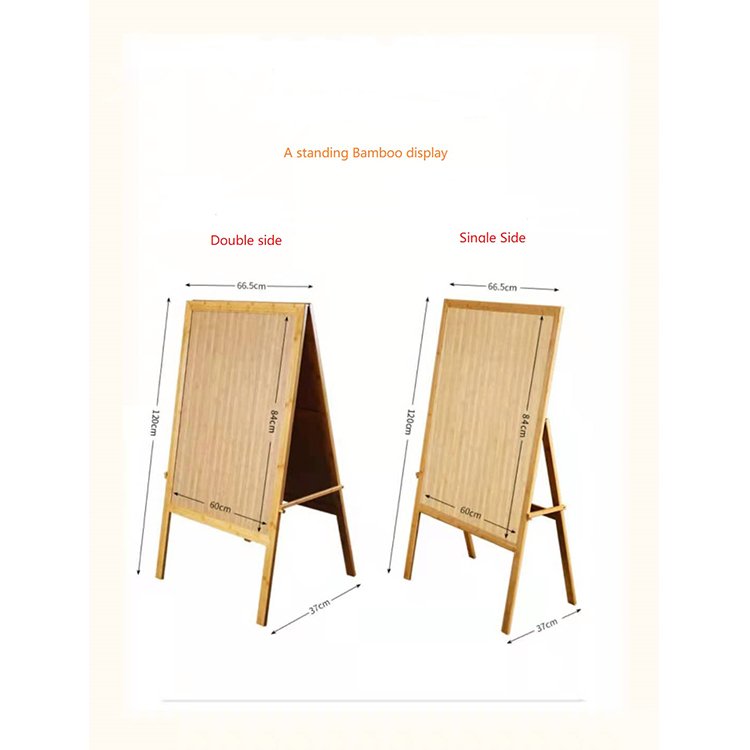 Factory manufactures 84x60cm standing bamboo A frame advertising display boards