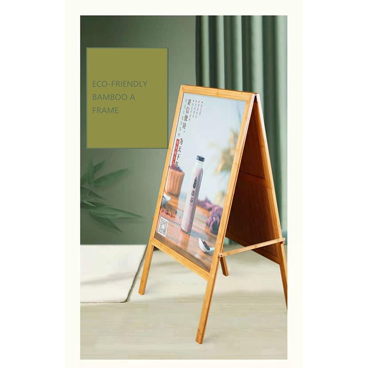 Factory manufactures 84x60cm standing bamboo A frame advertising display boards