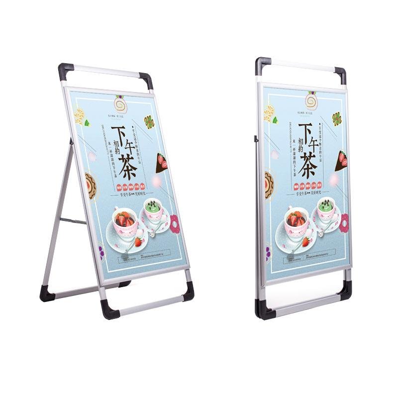 A frame menu board stand poster board A sidewalk sign for advertising