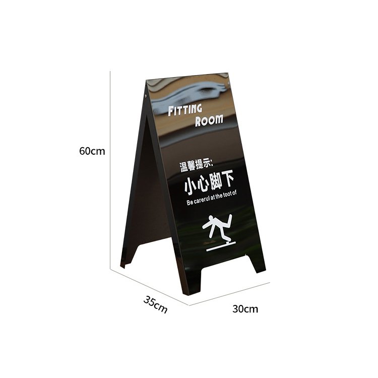 Outdoor Advertising A-Frame Sidewalk Sign Holder Sandwich Board Sign Black Coated Metal Double Sided Folding Frame Poster Boards