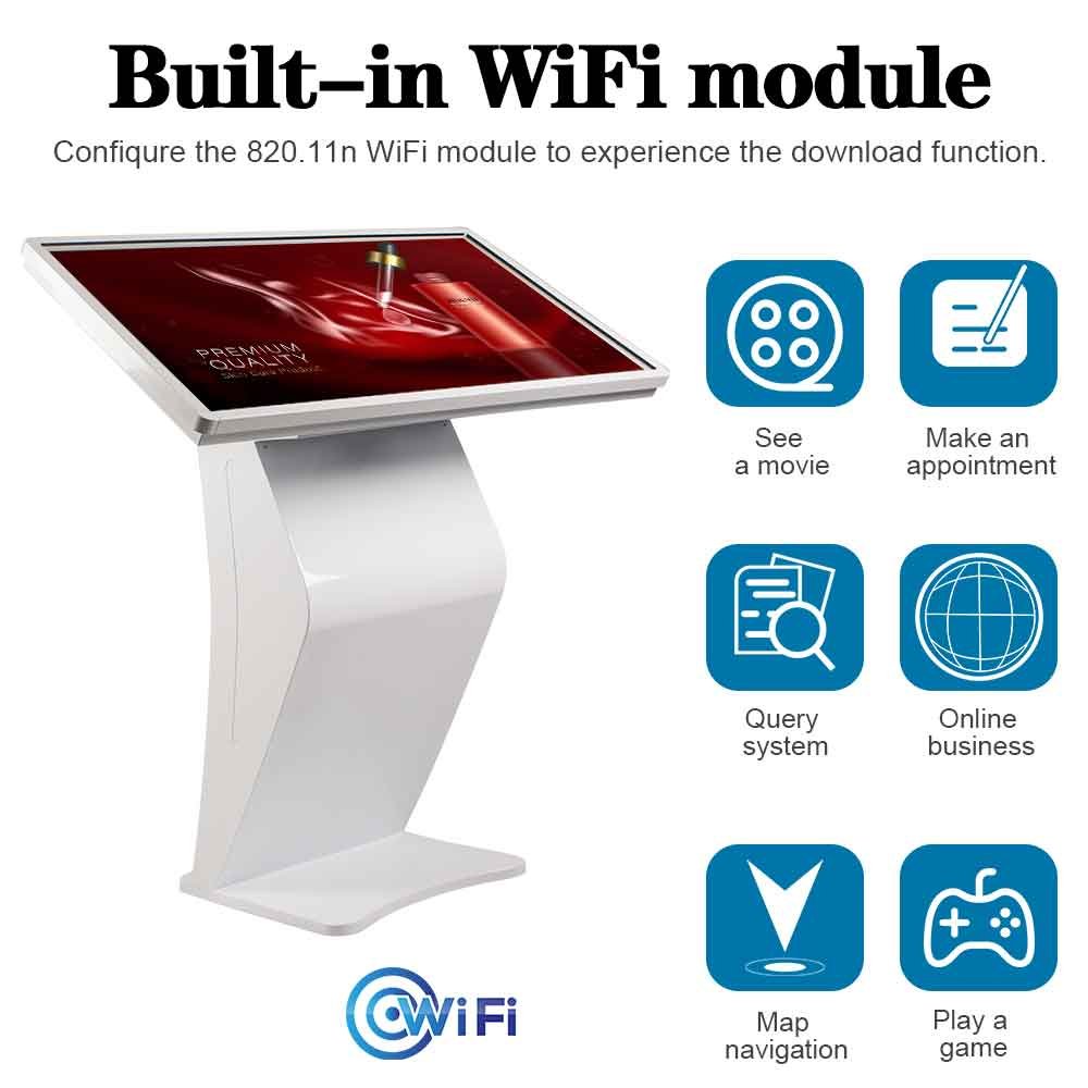 Information Interactive Kiosk Floor Stand 4K Full HD Advertising Digital Touch Screen Self Service Kiosk