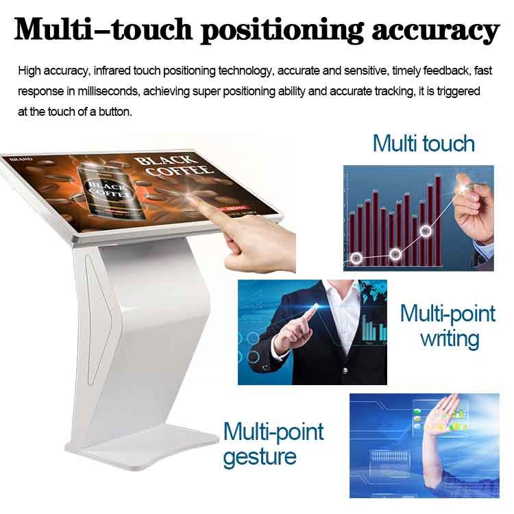 Information Interactive Kiosk Floor Stand 4K Full HD Advertising Digital Touch Screen Self Service Kiosk