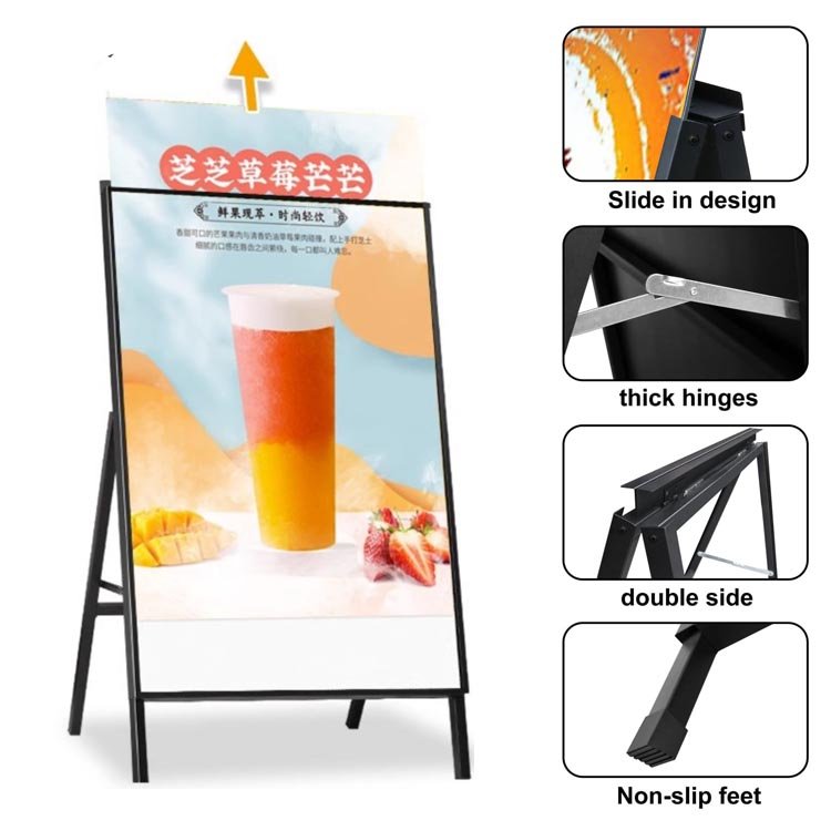 A1 A2 LED Backlit Poster Pavement advertising Frame stand Ads Flyers Restaurant Bright Light portable A Frame Display Signage