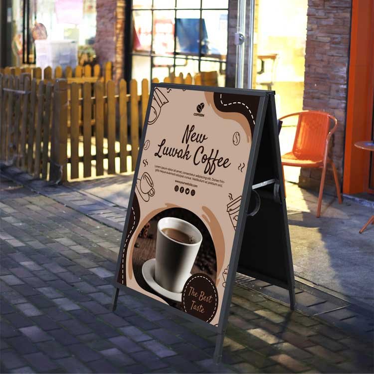 A1 A2 LED Backlit Poster Pavement advertising Frame stand Ads Flyers Restaurant Bright Light portable A Frame Display Signage