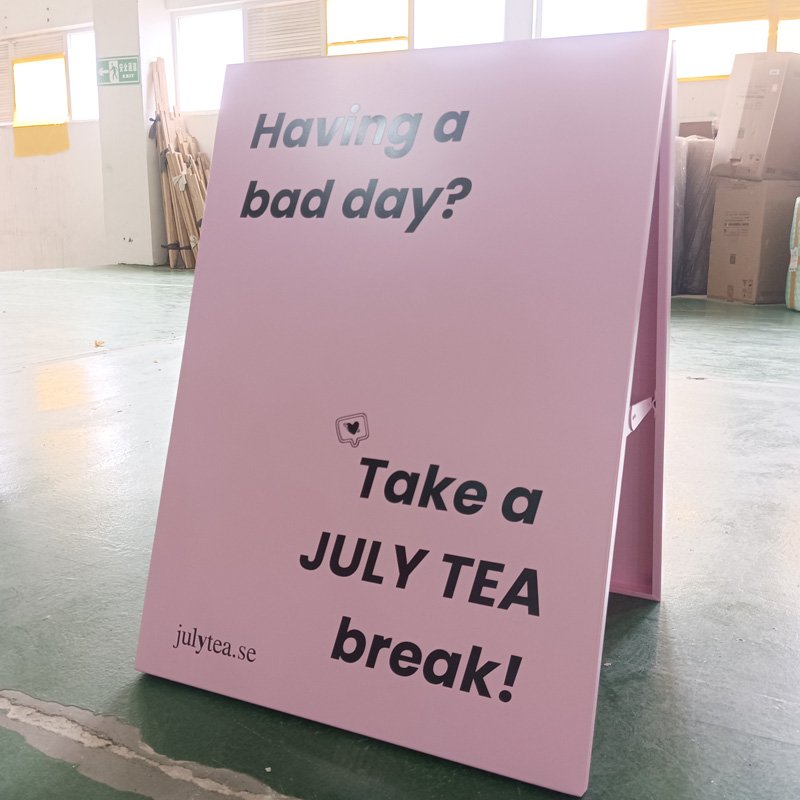 Kexian Custom Stainless Steel A Frame Sign Stand A Board Double Sided Business Sign Floor Stand Advertising Boards