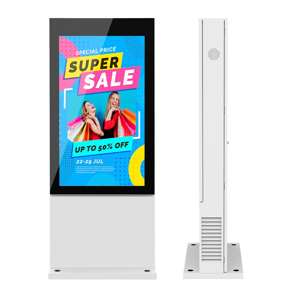 Outdoor 3000nits LCD Digital Signage Kiosk 2K Resolution IP65 Touch Advertising Retail Store Media Elevator Android System Floor