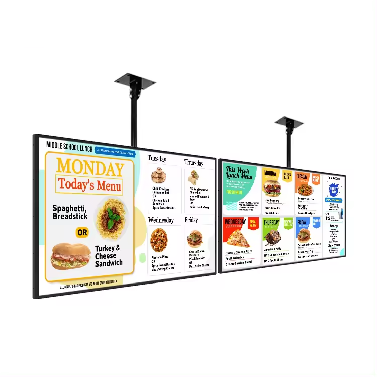 49Inch LCD Ceiling Display for Coffee Shop HD 43 55 65 inch Restaurant Business Menu Roof Screen Full Display For Fast Food