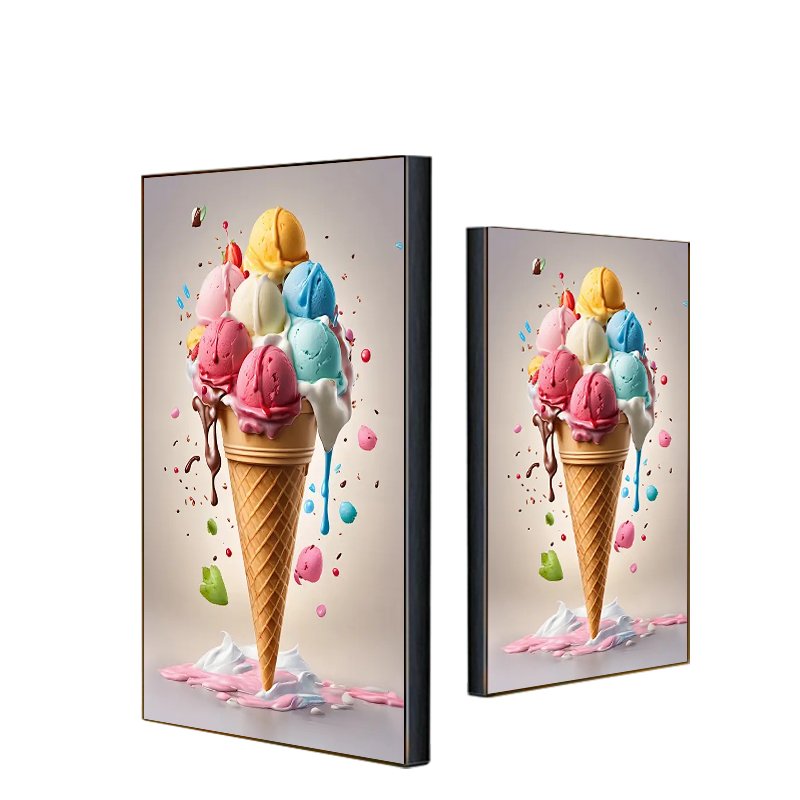 85 inch hanging frameless digital signage LCD LED screen indoor slim edge advertising machine menu display board