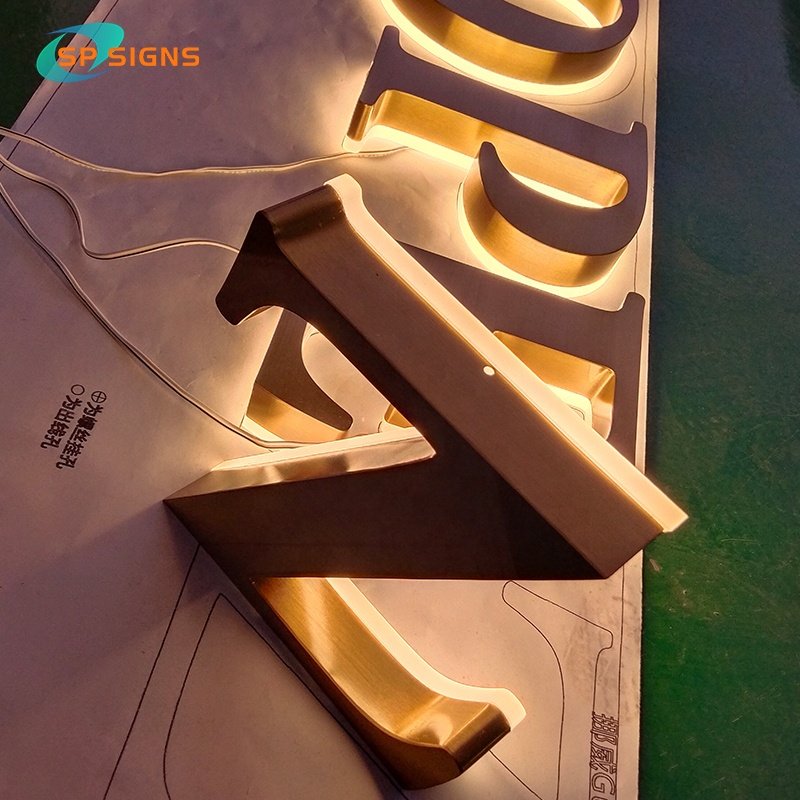 SP Custom shop light sign stainless steel acrylic backlit frontlit letters 3d board outdoor business metal logo and letter sign