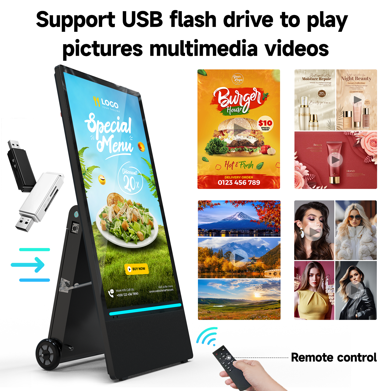 43-Inch 4K US Inventory LCD Digital Signage 2000 Nits Rapid Dispatch Educational Institutions Floor IP65 Media Advertising