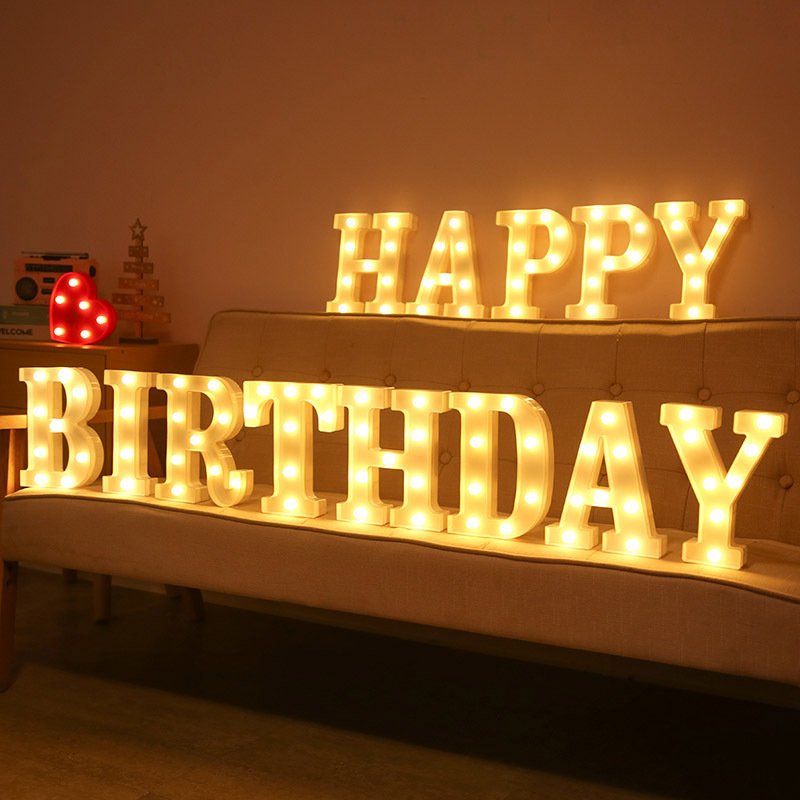 INS Hot Sale Small Night Lamp 26 English Letter LED Light Symbol for Wedding Birthday Proposals Digital Light Advertising Board