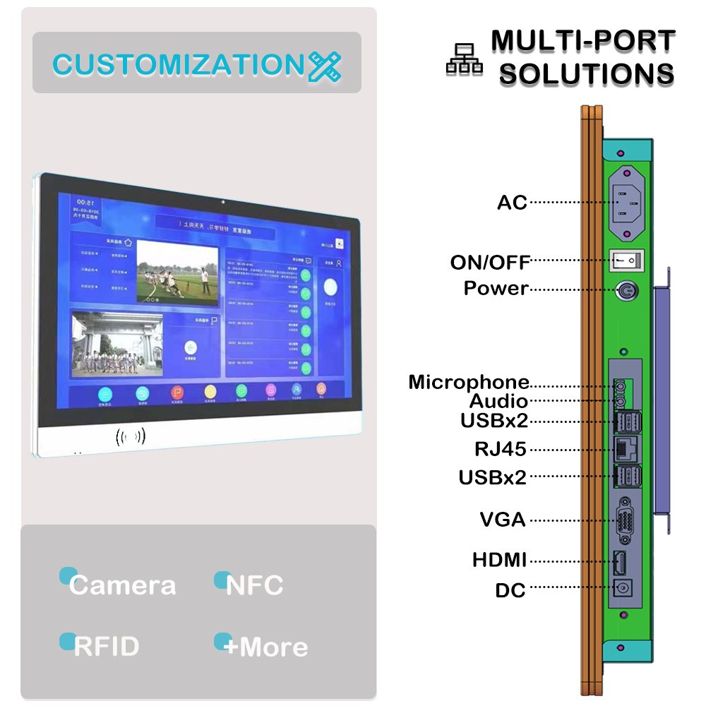 Tablet PC Window Android Indoor Wall Mounted Display Screen lcd Flat Screen TV For Advertising Restaurant Digital Menu Signage