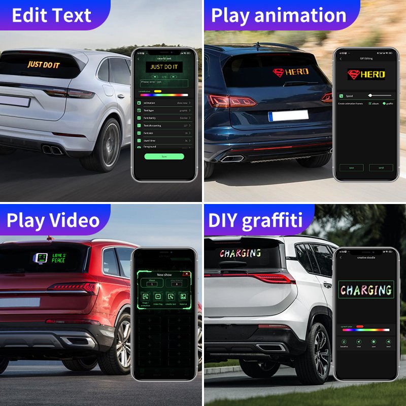 BRAD Custom Full Color Rgb Smart Digital Light Emotion Screen Led Interactive Car Display Car Advertising Screen Led Car Display