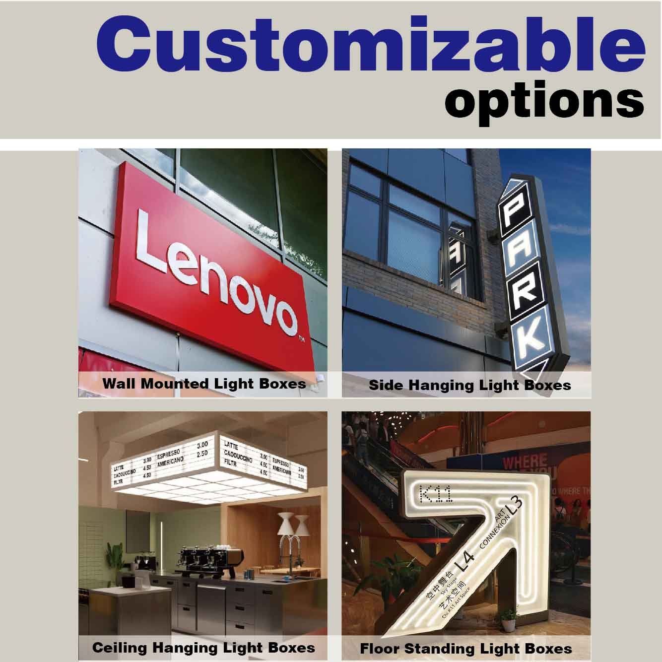 Custom outdoor Rotate Style Flat acrylic Shop sign board led street light advertising light box