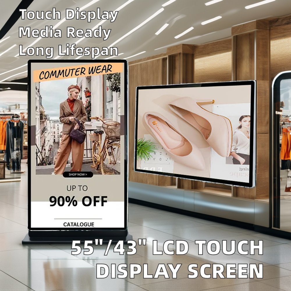 43/55 Inch Touch Screen LCD Digital Display Advertising Signage LED Panel for Indoor Signage Boards