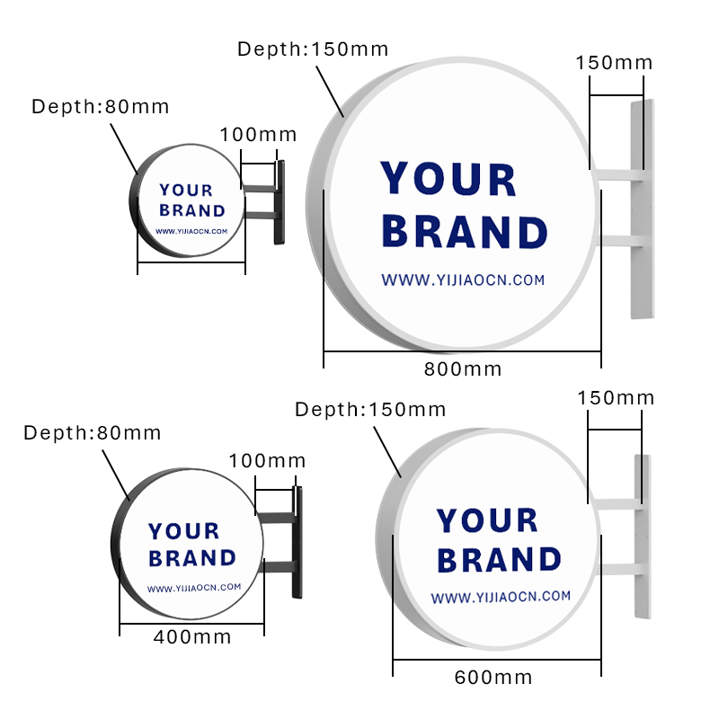 Digital Flex Advertising Sign Board Signs Lightbox Round Led Double Sided Acrylic Round Shape Circular Circle Light Box