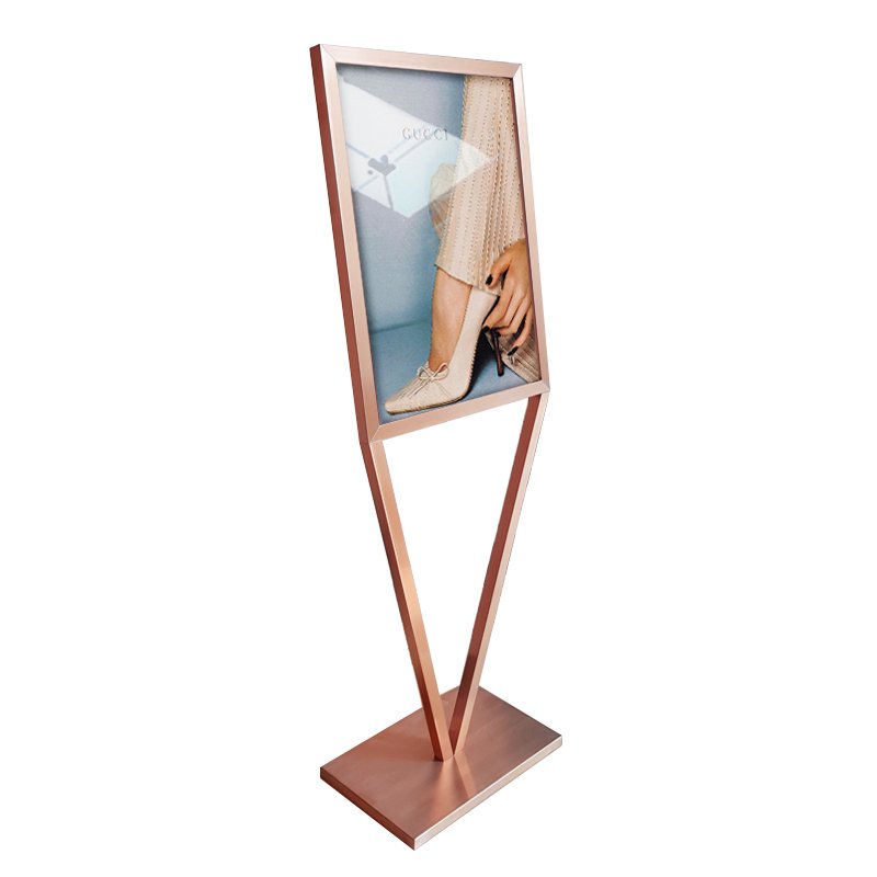 Boze Wholesale V-Design Aluminum Floor Standing Poster Holder Good Quality Advertising Boards