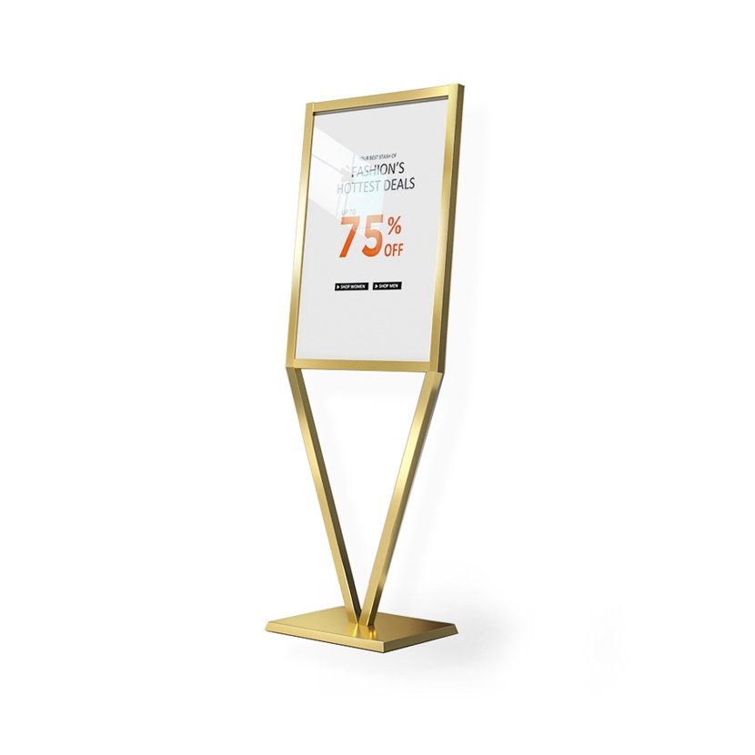 Boze Wholesale V-Design Aluminum Floor Standing Poster Holder Good Quality Advertising Boards