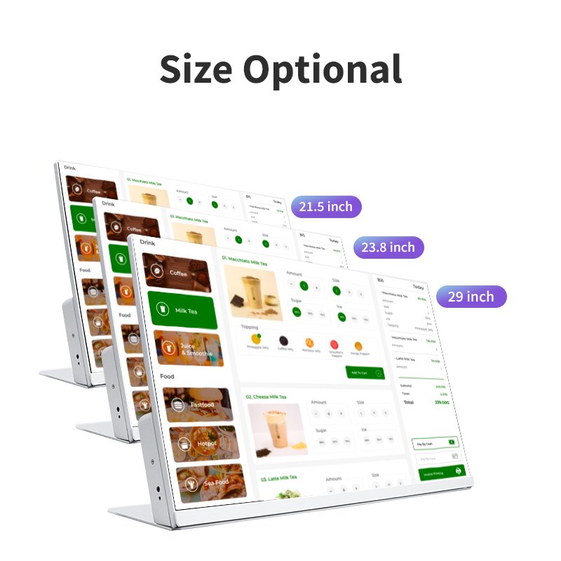 23.8 24 inch Android tablet indoor restaurant touch order screen boards for milk tea shop restaurants desktop digital menu board