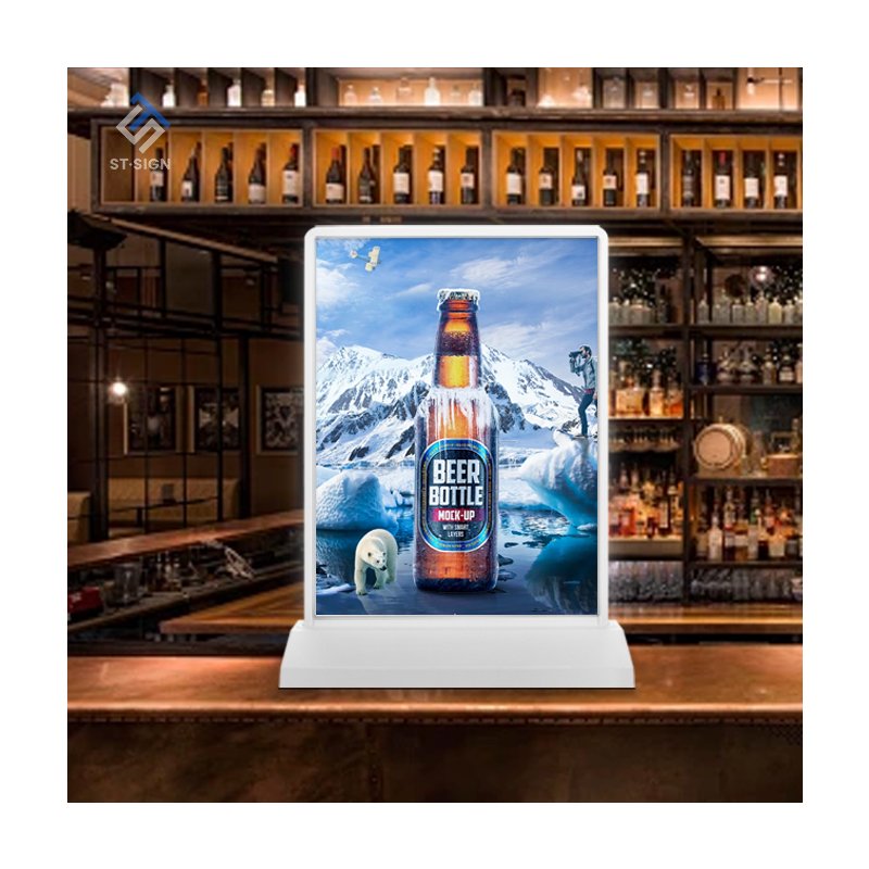 Customized Double-Sided LED Advertising Lightbox for Coffee Shop A4/A5 Rectangle Shape with Charging Menu for Outdoor Use