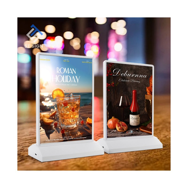 Customized Double-Sided LED Advertising Lightbox for Coffee Shop A4/A5 Rectangle Shape with Charging Menu for Outdoor Use