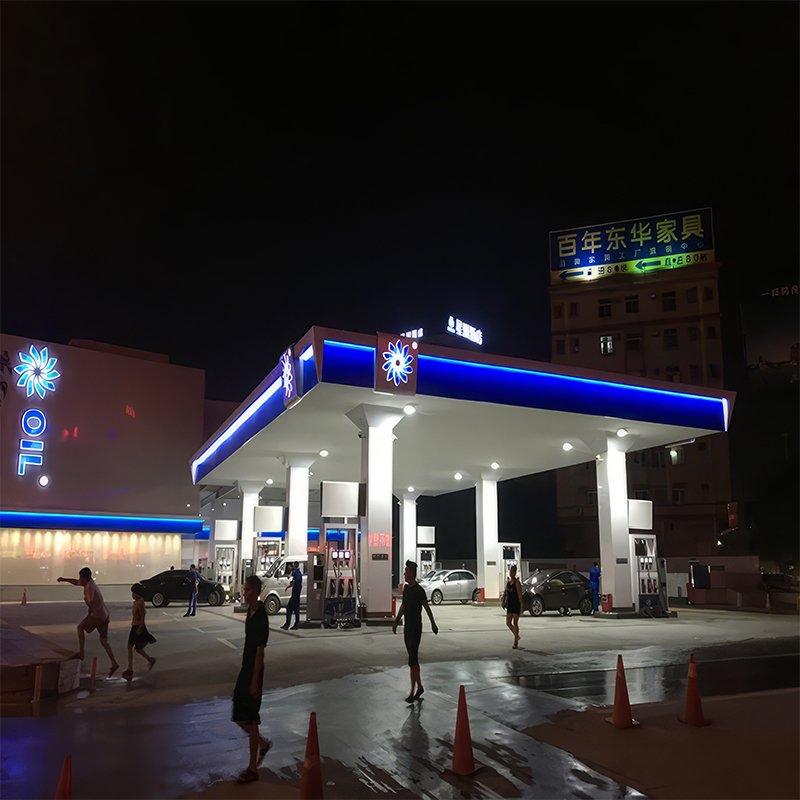 Outdoor Canopy Gas Station Price Led Display Pylon Sign Structure LED Illuminated Petrol Canopy Petrol Station Canopy Decoration