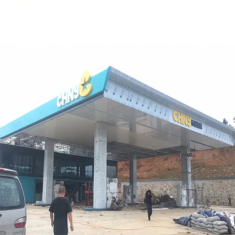 Outdoor Canopy Gas Station Price Led Display Pylon Sign Structure LED Illuminated Petrol Canopy Petrol Station Canopy Decoration