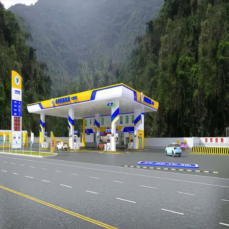 Outdoor Canopy Gas Station Price Led Display Pylon Sign Structure LED Illuminated Petrol Canopy Petrol Station Canopy Decoration
