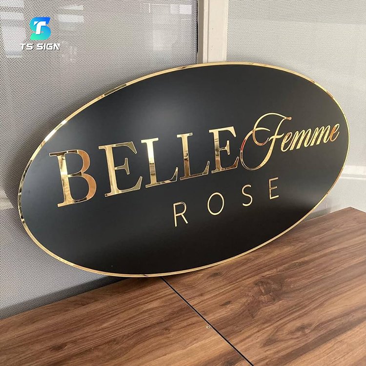 Laser Cut Reception Sign Office Wall Logo Mirror Gold Sign Custom Business Name Sign
