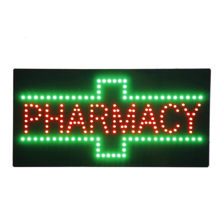 LED Pharmacy Open Sign Advertising Display Board for Medicine Drugstore Chemist Clinic Hospital Business Shop Store Window