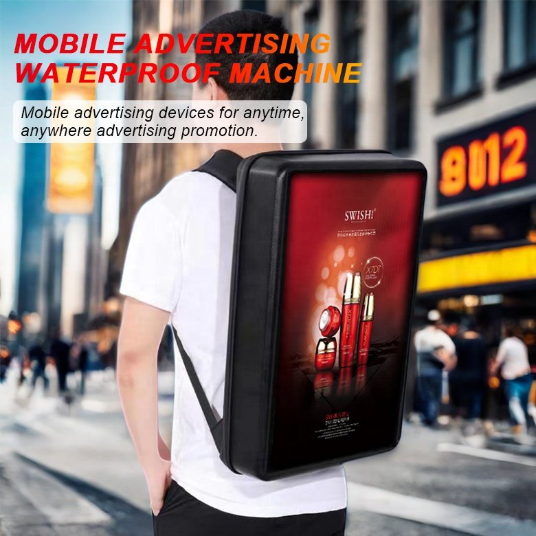 Outdoor 21.5 inch LCD Backpack Water-proof Walking Billboard Android Advertising Billboard Wifi Battery power