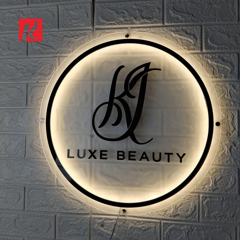 Kexian Custom LED Backlit Acrylic Letter Background Logo Business Indoor Wall Signage Glow Sign Board Acrylic Logo