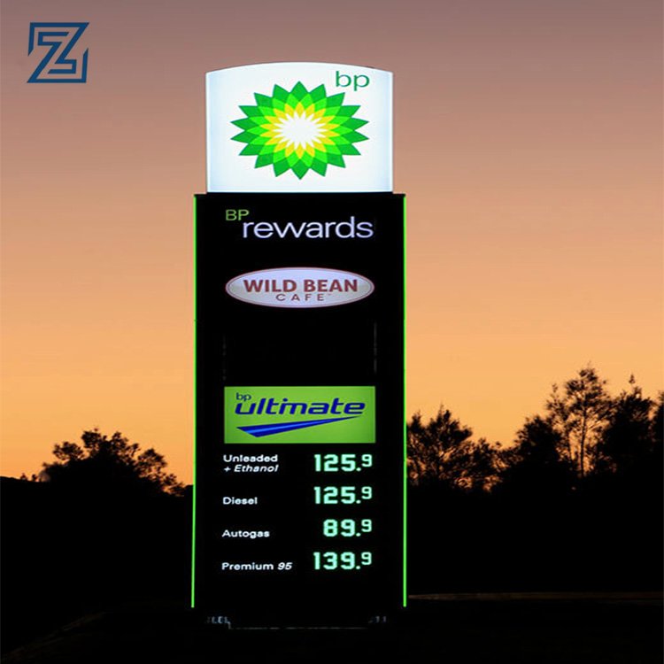 Outdoor custom led advertising standing station pylon sign