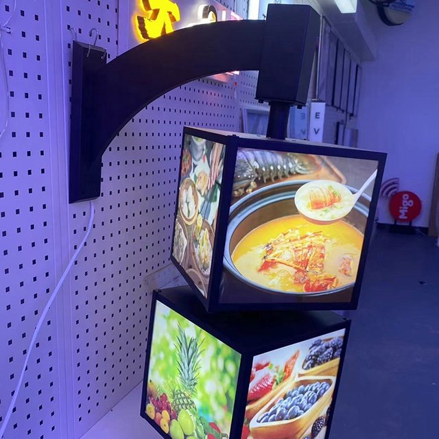 Floor Sign Board Led Light Box Poster Frame Display Advertising Outdoor Square Acrylic Rotating Lightbox