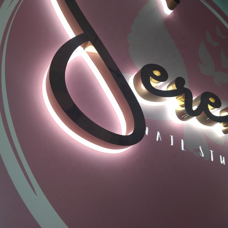 Kexian Custom Wall Logo Metal Signs 3D Illuminated Indoor Office Sign LED Backlit Shop Signboard Advertising Led Sign Board