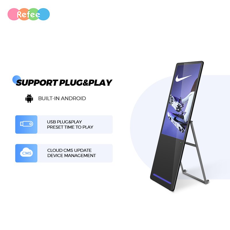 Refee Good Quality lcd Advertising Sign Boards foldable portable digital signage
