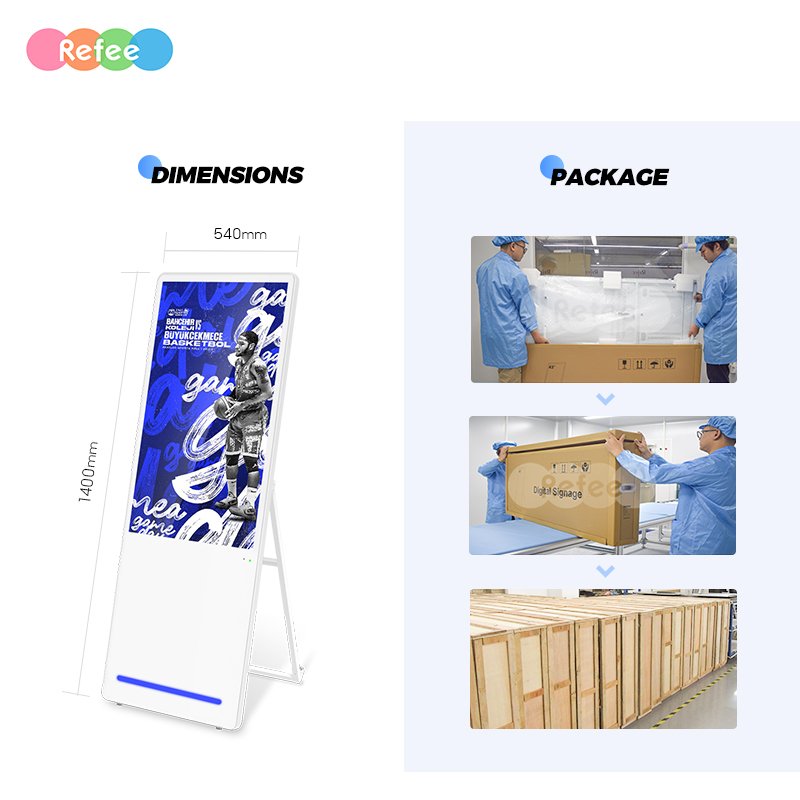 Refee Good Quality lcd Advertising Sign Boards foldable portable digital signage