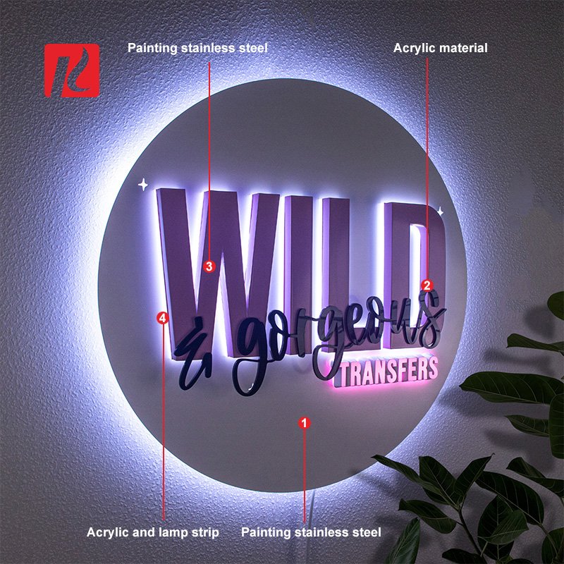 Kexian Custom 3D LED Letter Led Illuminated Sign Shop Indoor Reception Wall Logo Led Sign Board